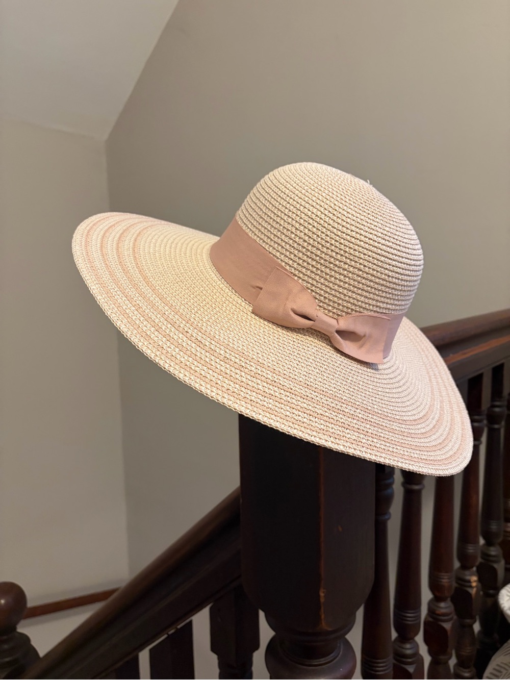 Women’s Wide-Brim Sun Hat Paper with Bow - Blush Pink Magid Hats
